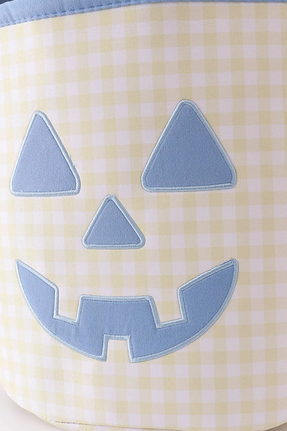 Yellow Pumpkin Appliqué Gingham Basket