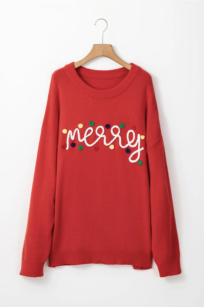 Embroidered Merry Sweater - Curvy