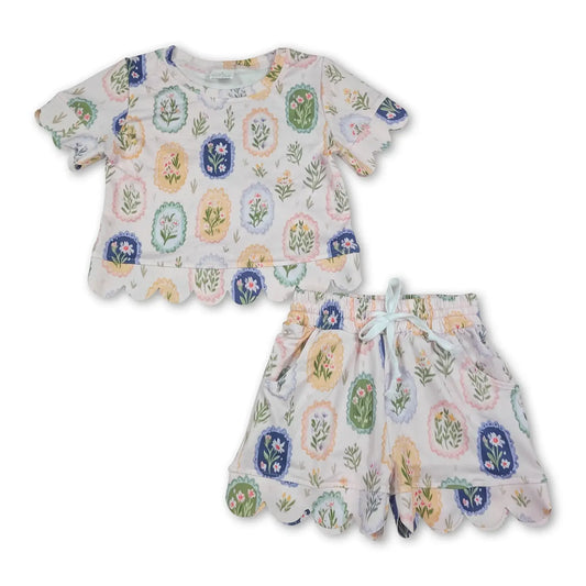 Floral Frames Scallop Short Set