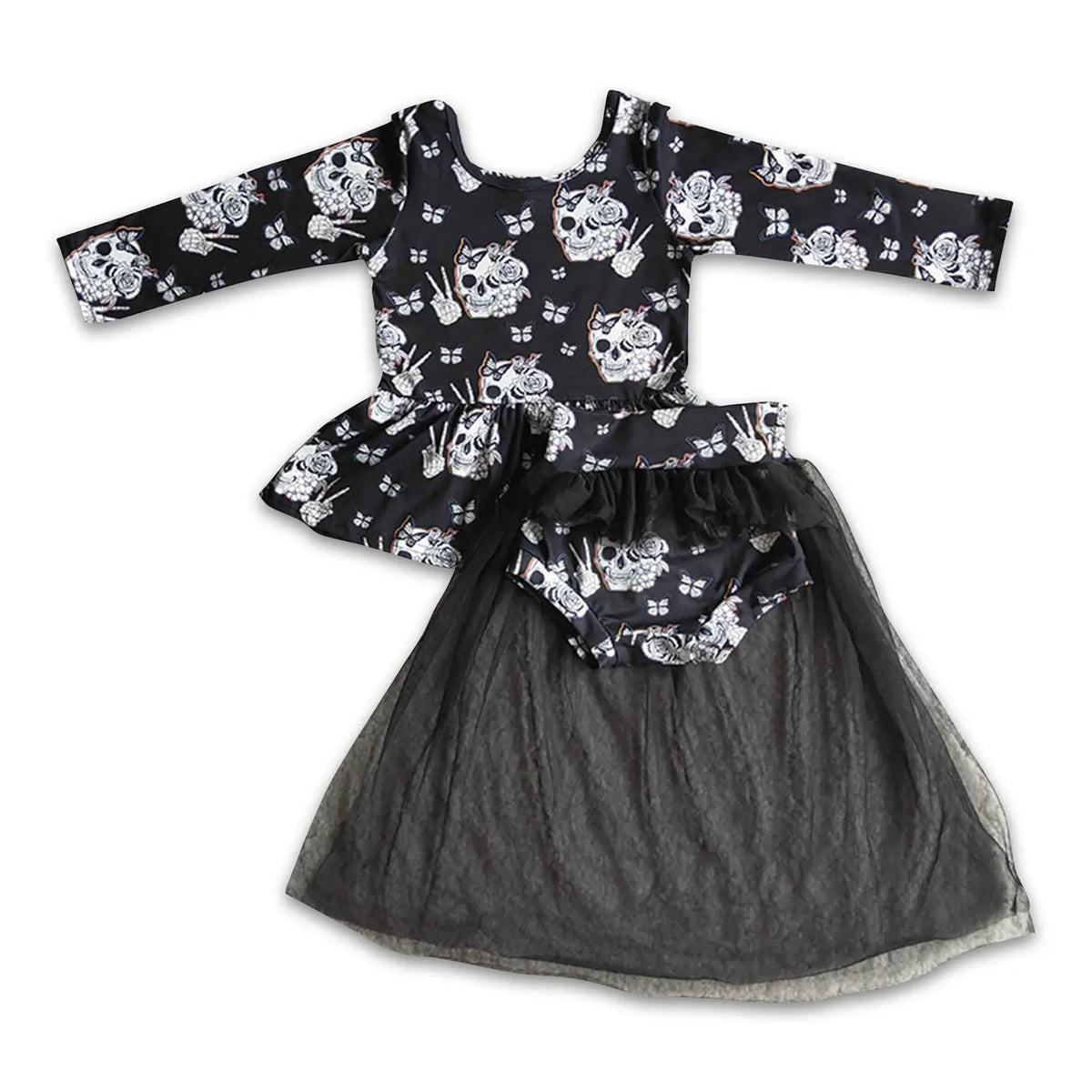 Skeleton Peplum Top & Skirted Bummies