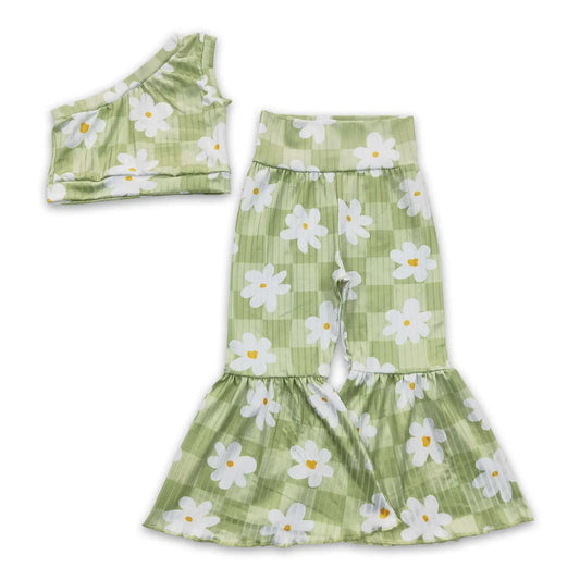 Green Checkered Daisy One Shoulder & Bells