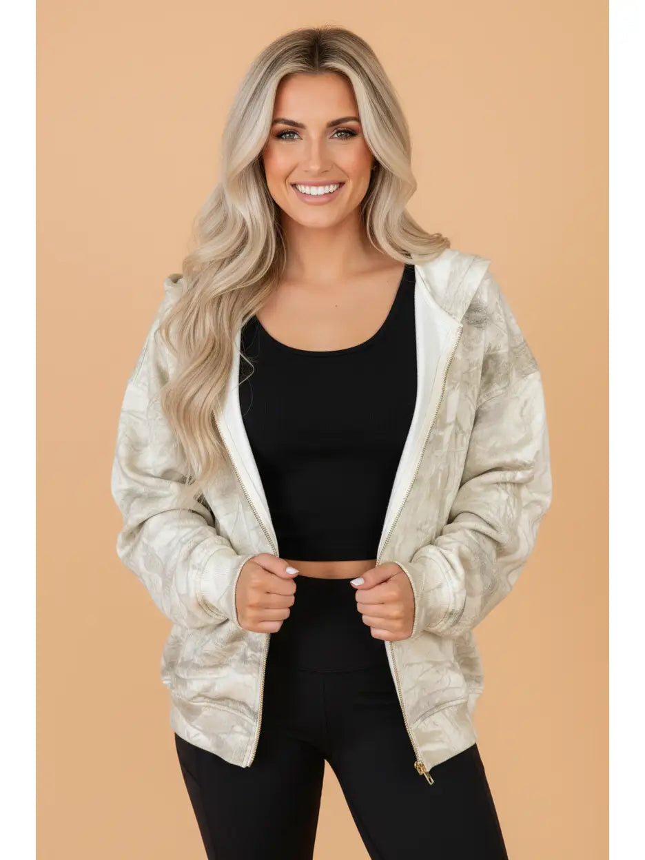Camo Zip-Up Hooded Sweatshirt