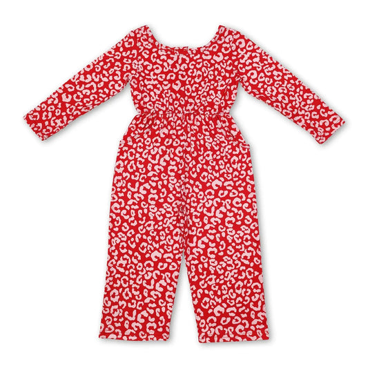Pink Long Sleeve Leopard Jumpsuit