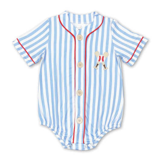 Blue Striped Button Up Romper
