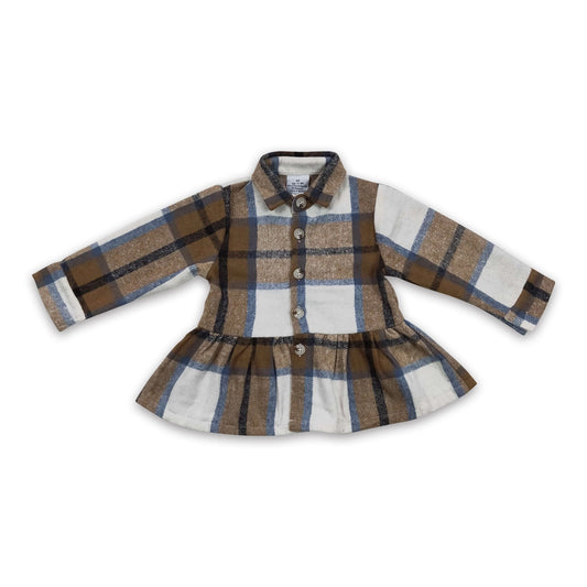 Brown Plaid Peplum Flannel