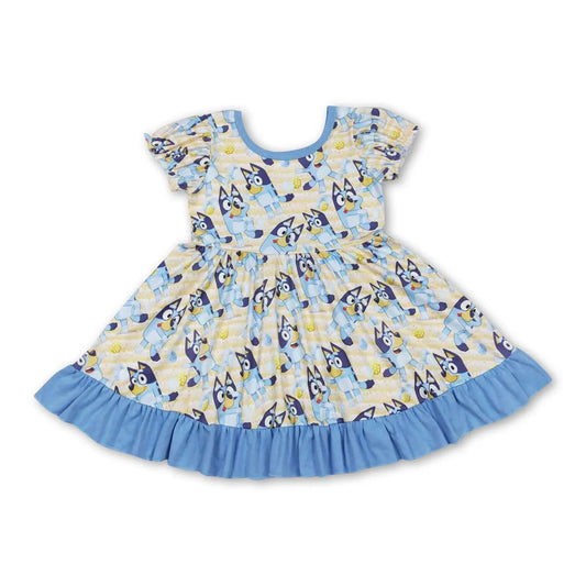 Yellow Easter Blue Dog Dress