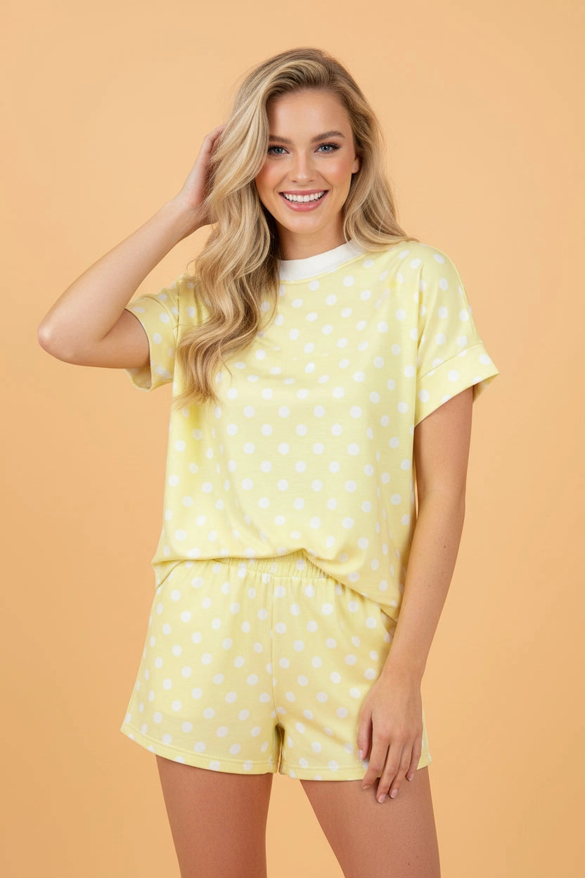 Yellow Mock Neck & Shorts Set