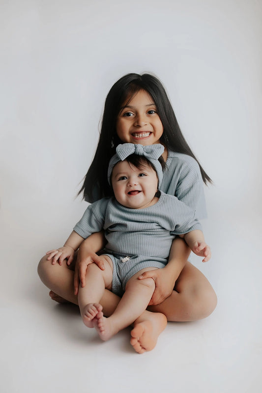 Santorini Blue Summer Waffle Toddler Top & Bottom Set