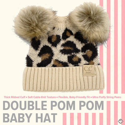 Infant Double Pom Beanie - Leopard