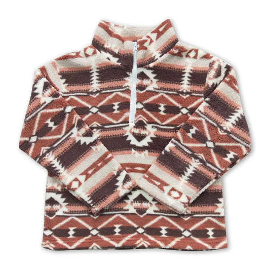Brown Aztec Sherpa 1/4 Zip