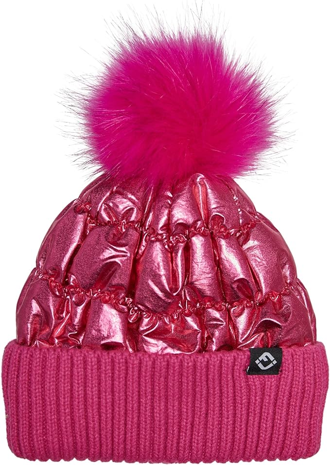 Toddler/Kids Puffer Pom Beanie - Candy Pink