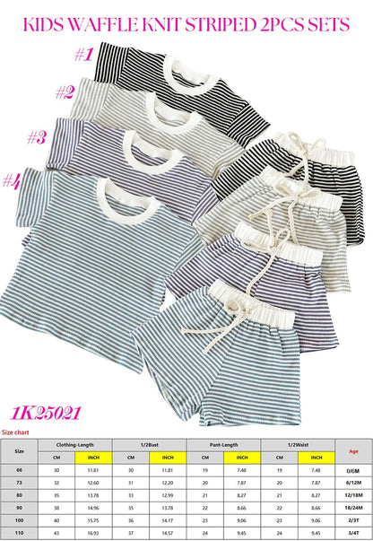 Striped Waffle Shorts Set