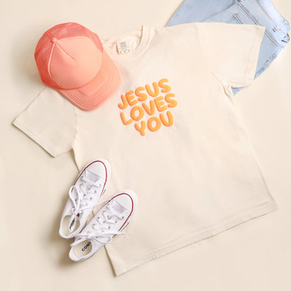 Jesus Loves You Puff Print T-Shirt