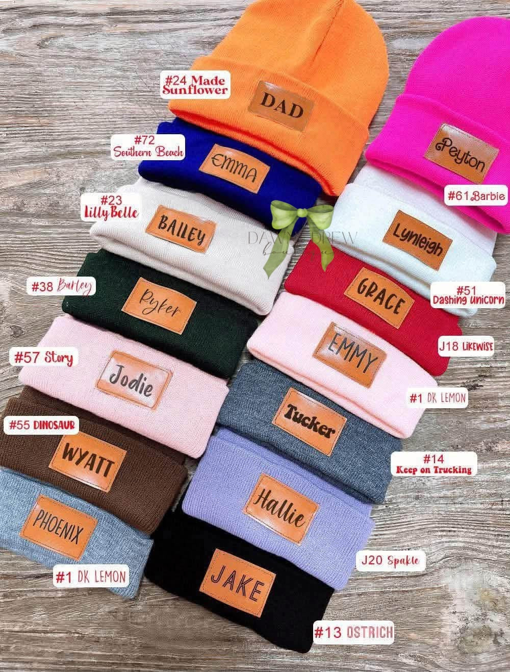 Custom Name Leather Patch Beanies - CLOSES 11/1