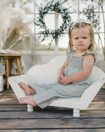 Sage Pinstripe Smocked Jumpsuit