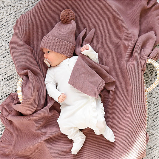 Mauve Knit Bunny Lovey