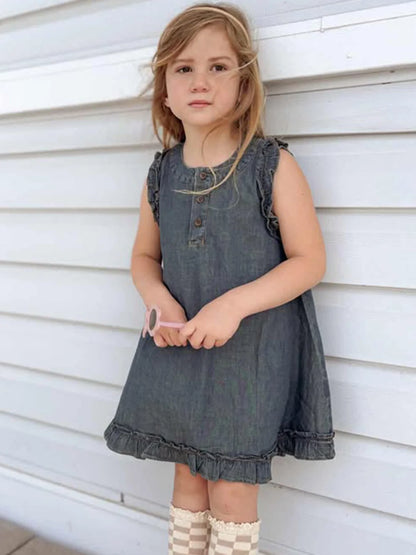 Vintage Denim Ruffle Dress