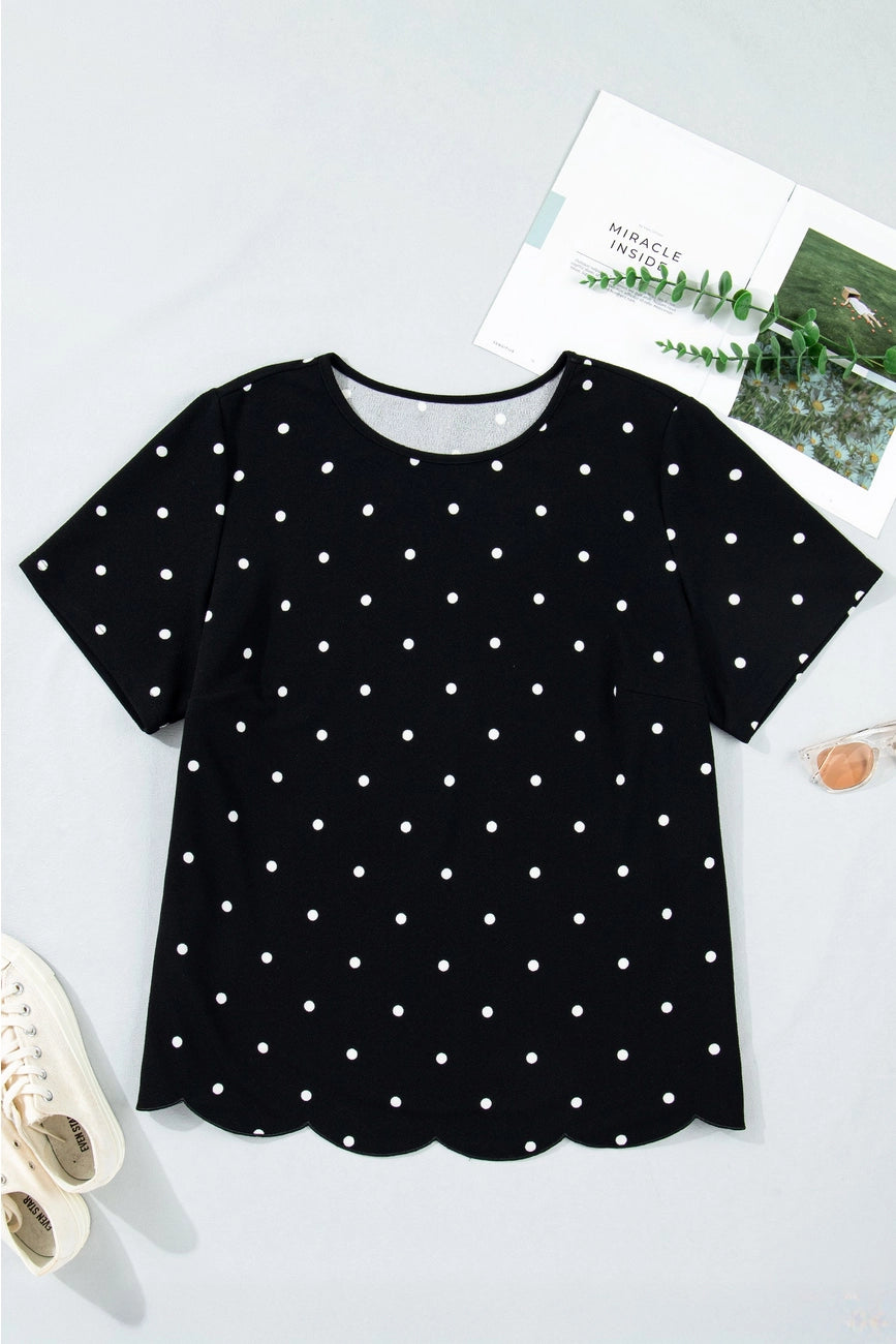 Black Scallop Hem T-Shirt - Curvy