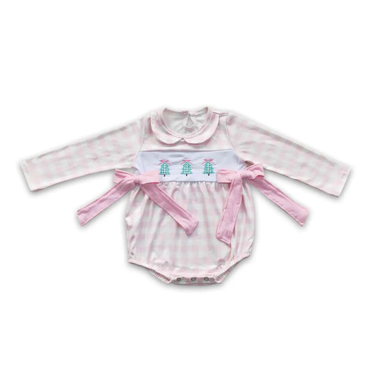 Pink Gingham Trees Romper