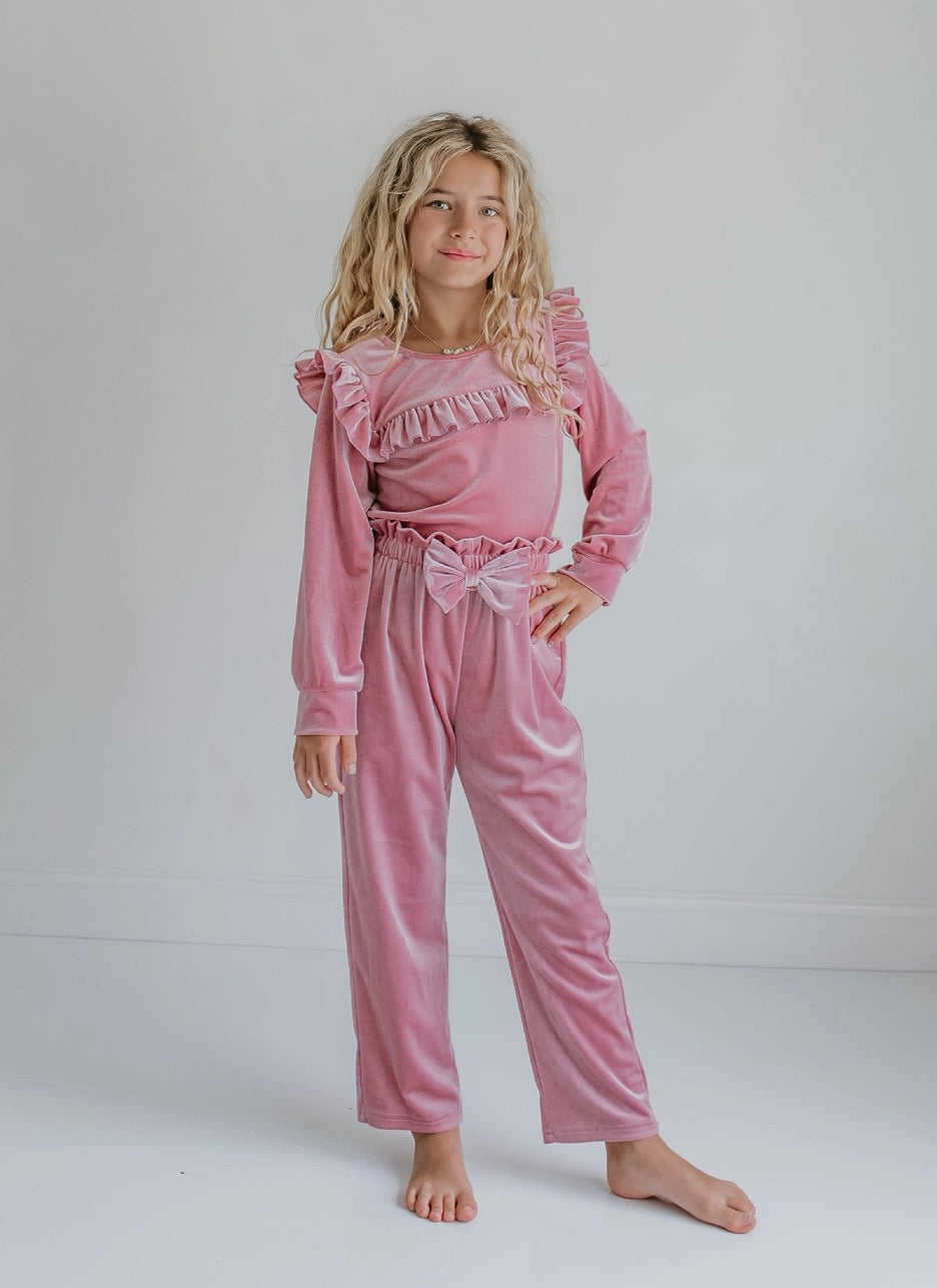 Pink Velvet Holiday Pant Set