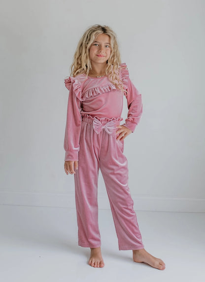 Pink Velvet Holiday Pant Set
