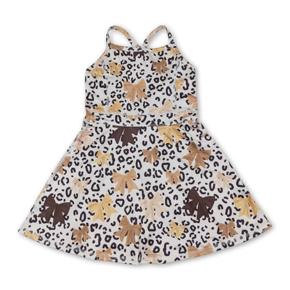 Khaki Bows Leopard Athletic Dress