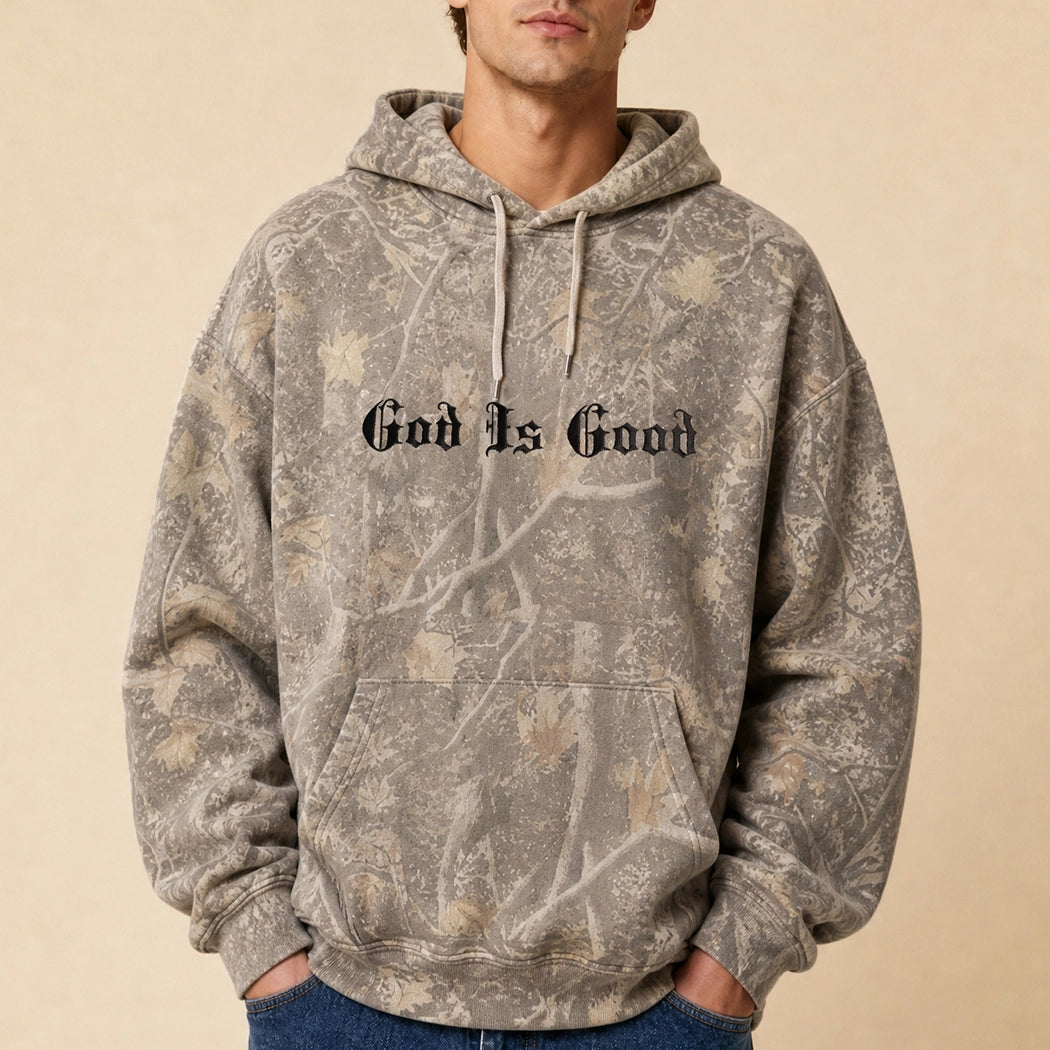 God is Good Embroidered Camo Hoodie