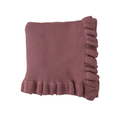 Mauve Knit Ruffle Blanket