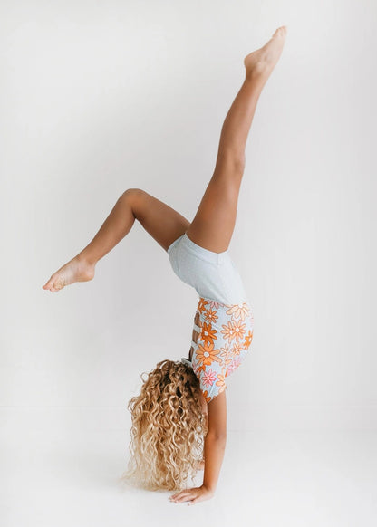 Light Blue Orange Daisy Leotard
