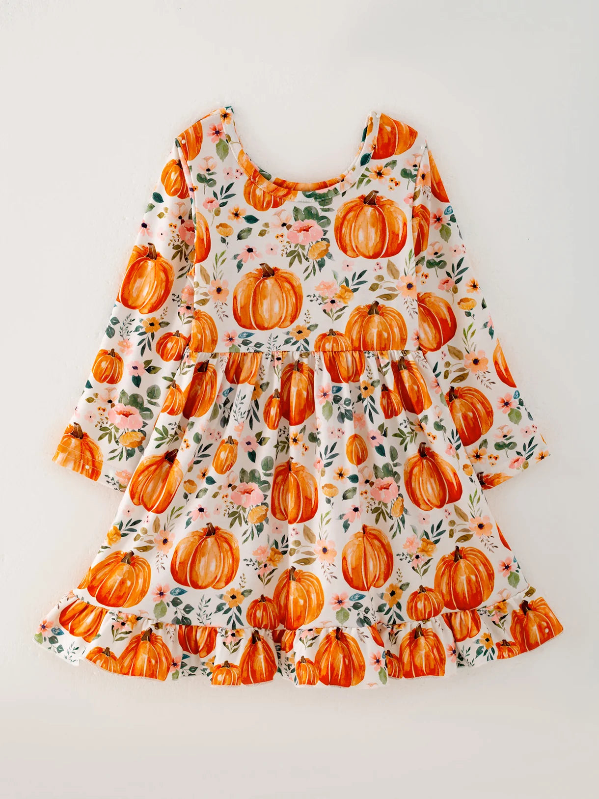 Watercolor Pumpkin Long Sleeve Dress