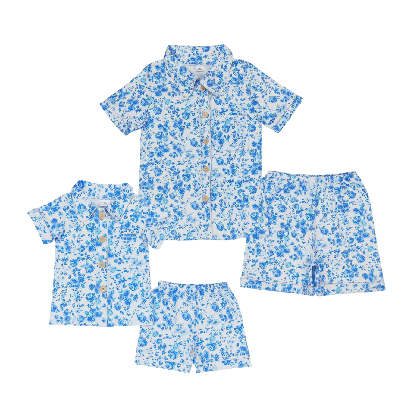 Blue Floral Button Down PJs