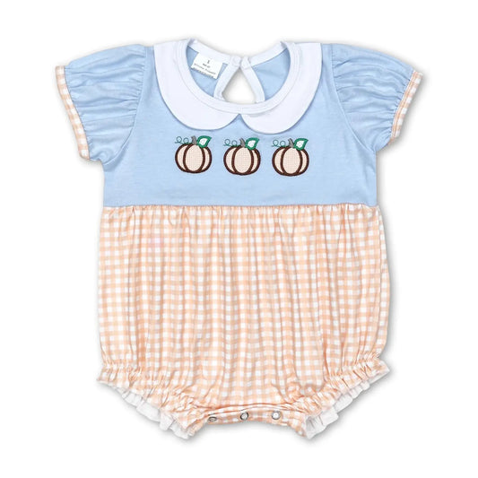 Orange Gingham Blue Romper