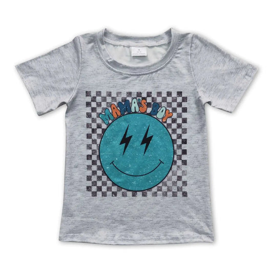 Mama's Boy Smiley Checkered Tee