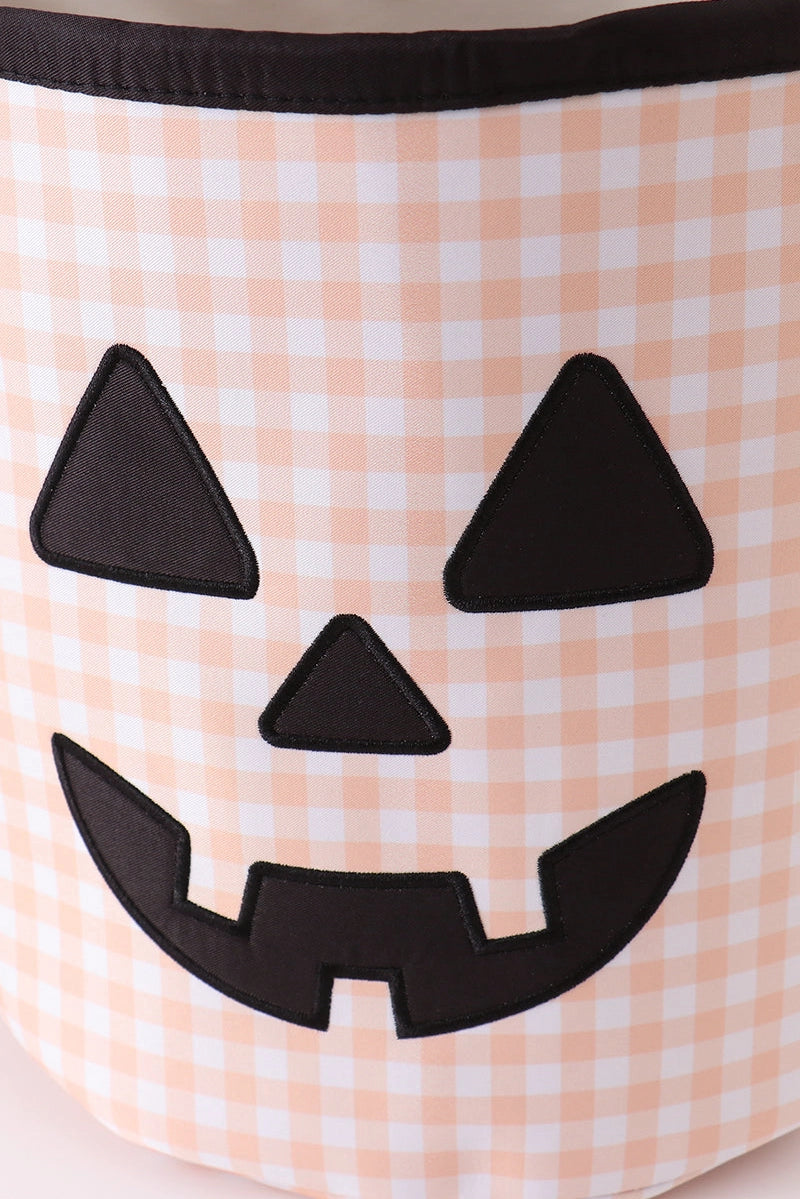 Apricot Pumpkin Appliqué Gingham Basket