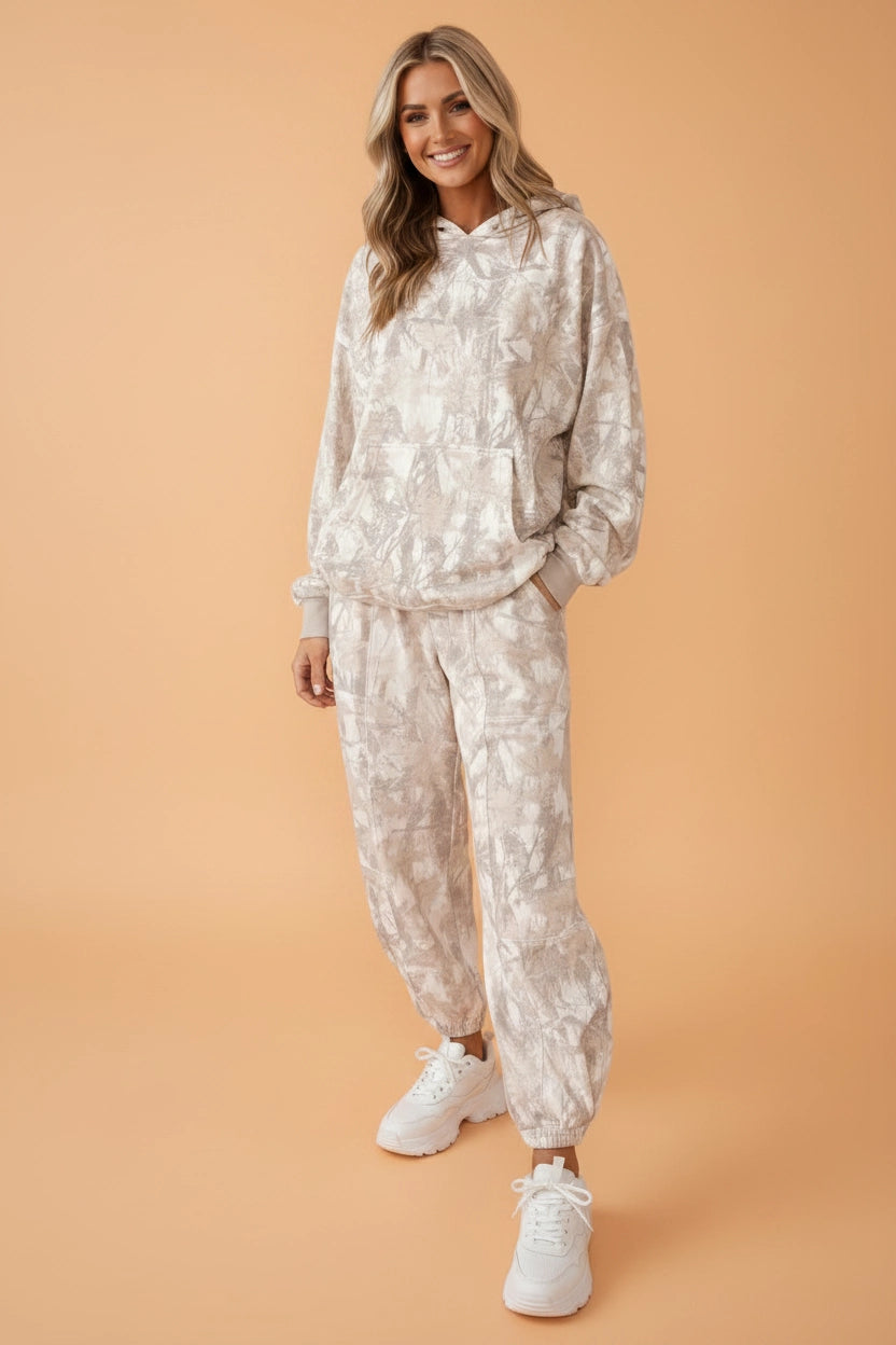 Camo Drop Shoulder Hoodie & Sweatpants Set