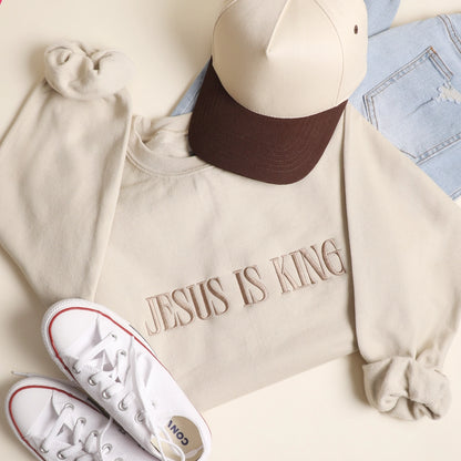 Jesus is King Embroidered Crewneck