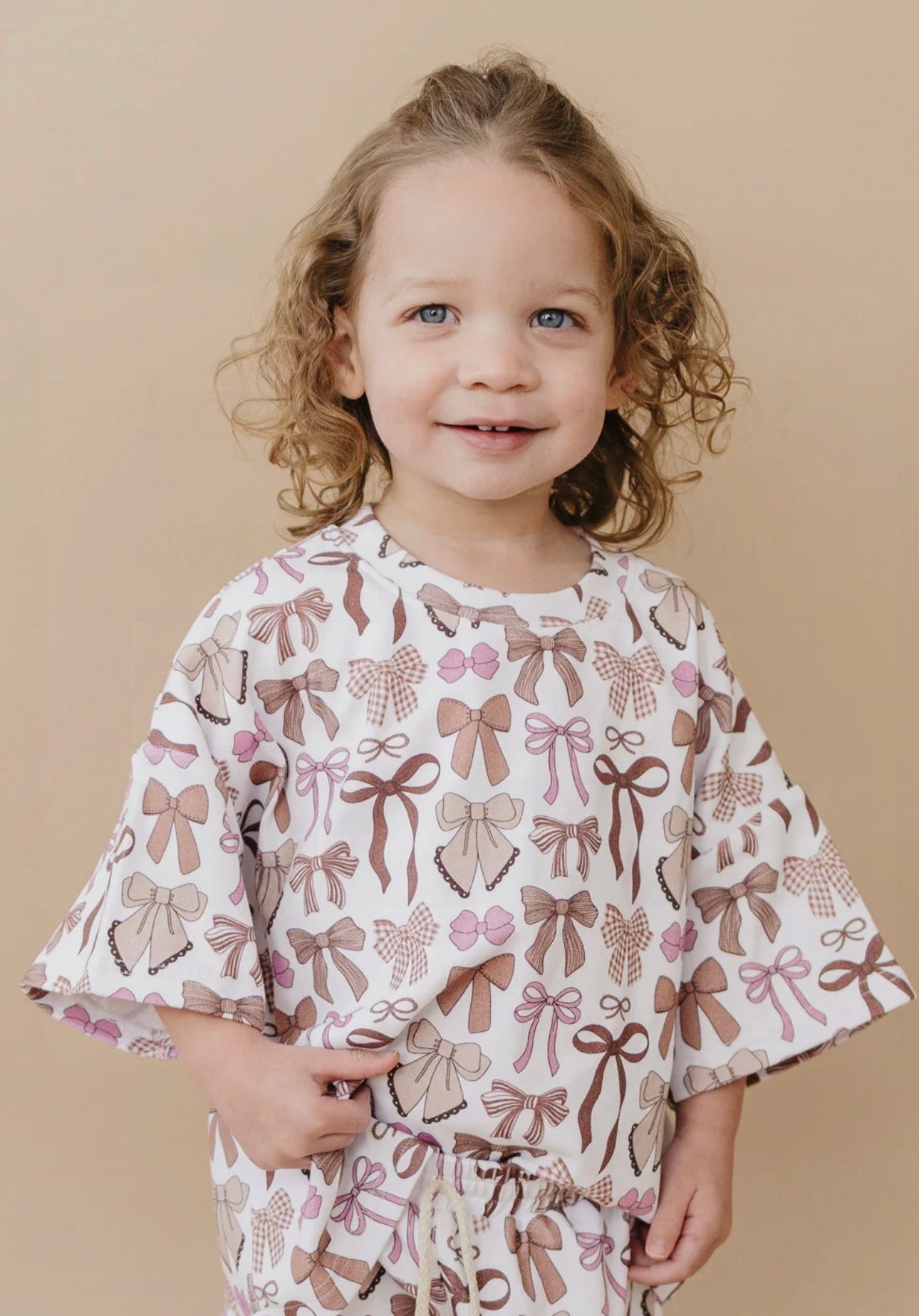 Mocha Bows Shorts Set