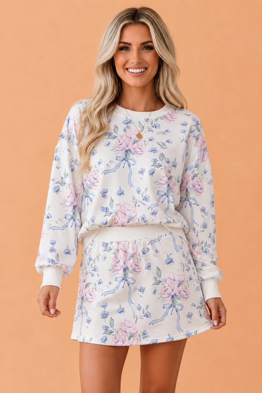 Floral Long Sleeve Top & Skort Set