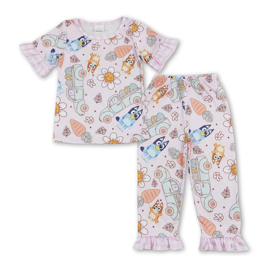 Blue Dog Easter Pink Ruffle Set