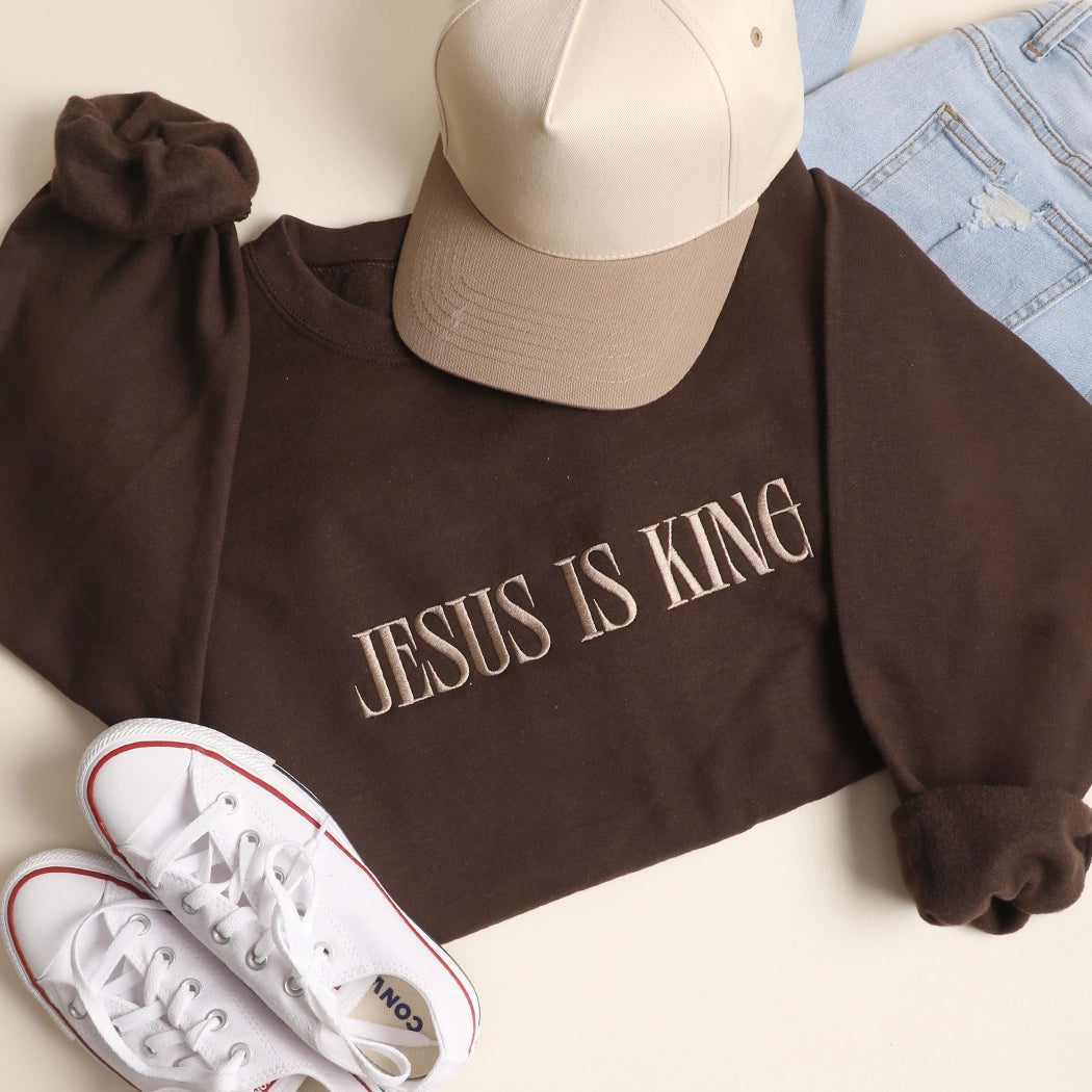 Jesus is King Embroidered Crewneck