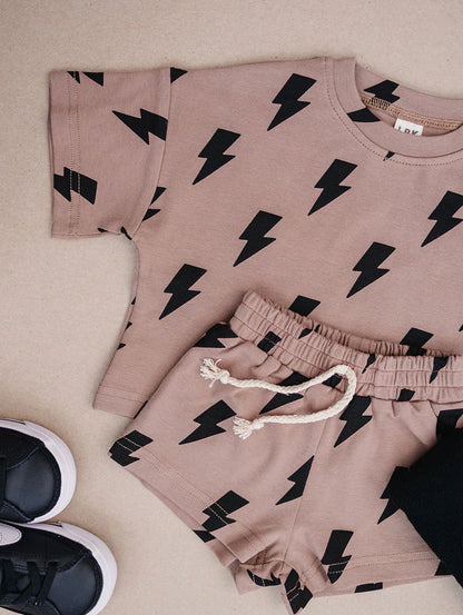 Mocha Bolts Shorts Set