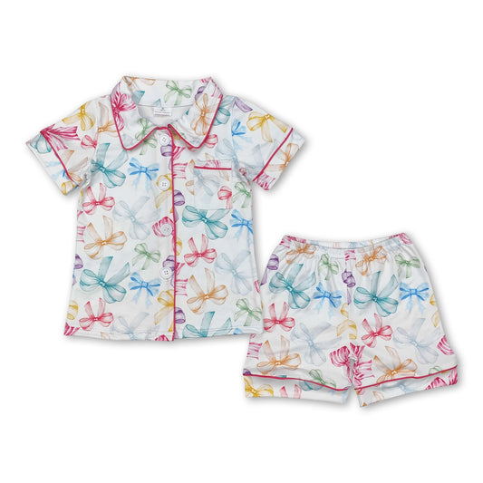Pastel Bows Button Down PJs