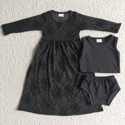Spider Mesh Dress, Top & Bummies 3-Piece Set
