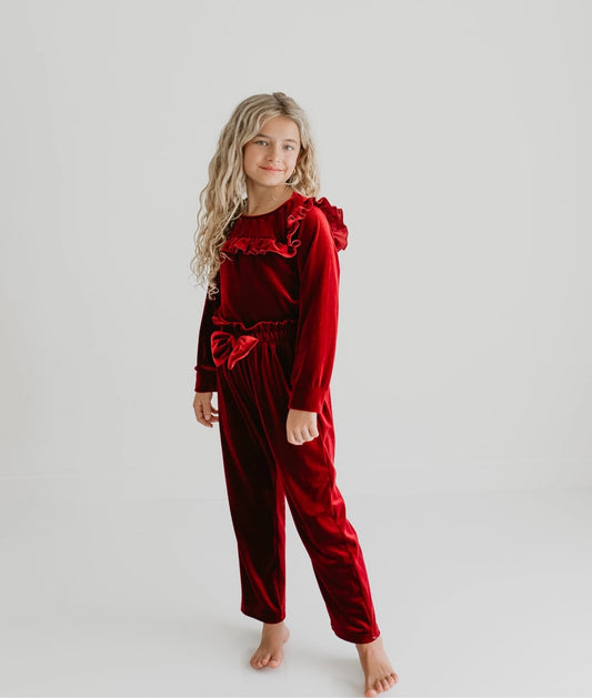 Red Velvet Holiday Pant Set