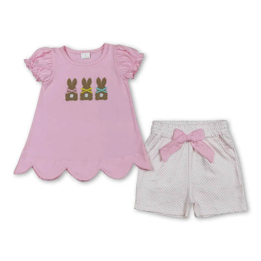 Chocolate Bunny Polka Dot Shorts Set