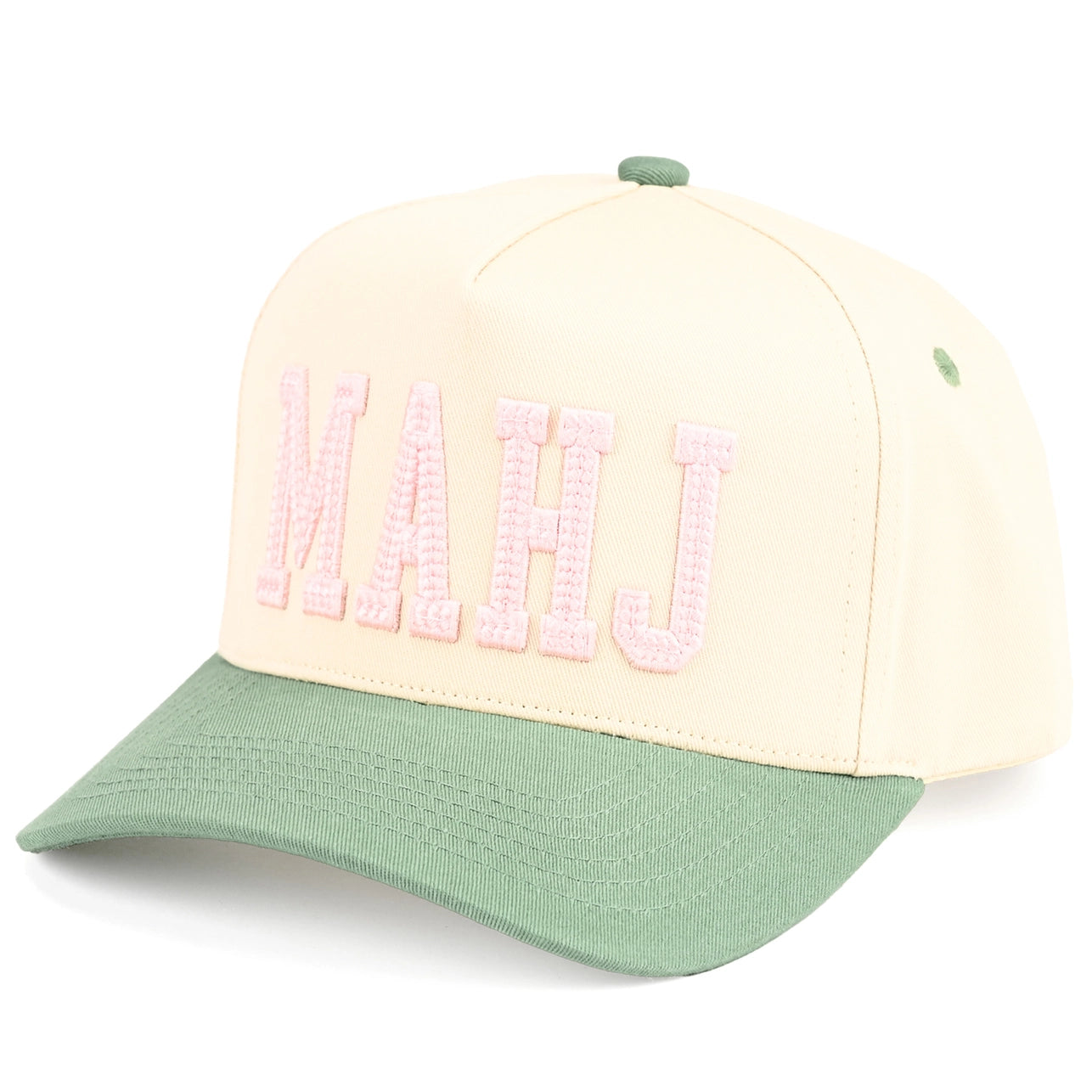 Mahjong Embroidered Snapback Trucker Hat - Sage