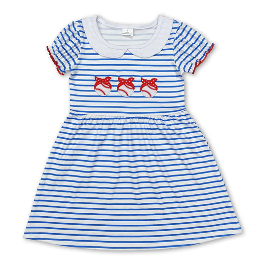 Blue Striped Collared Dress