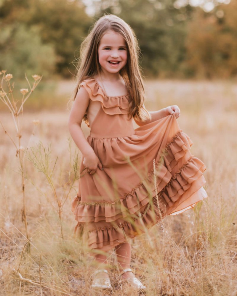 Mocha Ruffle Maxi Dress