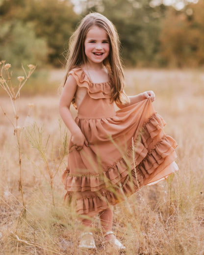 Mocha Ruffle Maxi Dress