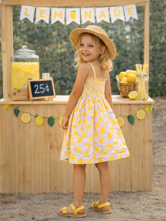 Lemon Sorbet Muslin Smocked Tube Dress